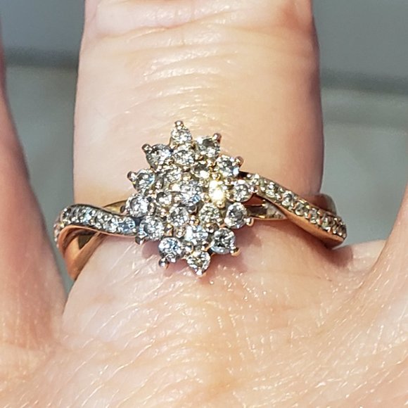 ROSE GOLD DIAMOND CLUSTER ENGAGEMENT RING SIZE : 6 - Picture 6 of 11
